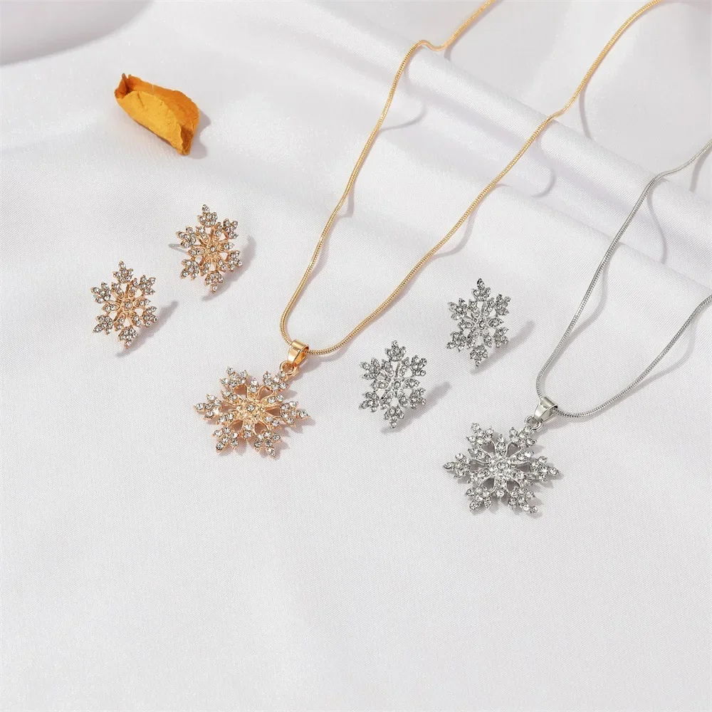 

Snowflake Earrings Gold and Platinum Plated Jewellery For Women Pendant Necklace Christmas Gifts Free Shipping