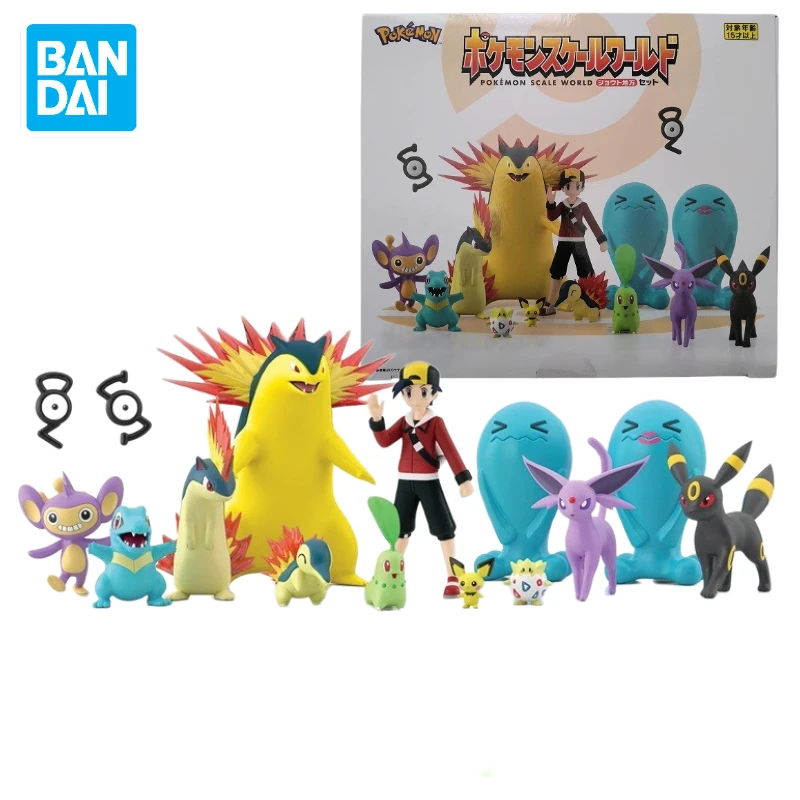 

In Stock Bandai Shokugan Pokémon Scale World Johto Region Cyndaquil Chikorita Gold Anime Action Figure Toy Gift Model Collection