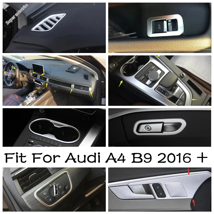 

Dashboard Air AC Vent / Water Cup Holder / Door Handle Bowl / Glove Box Handle Cover Trim For Audi A4 B9 2016 - 2023 Accessories