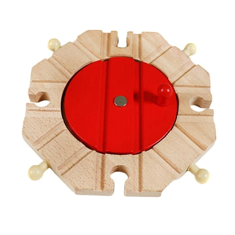 Accessori per binari del treno in legno Giocattolo ferroviario per bambino Giradischi ferroviario in legno compatibile con