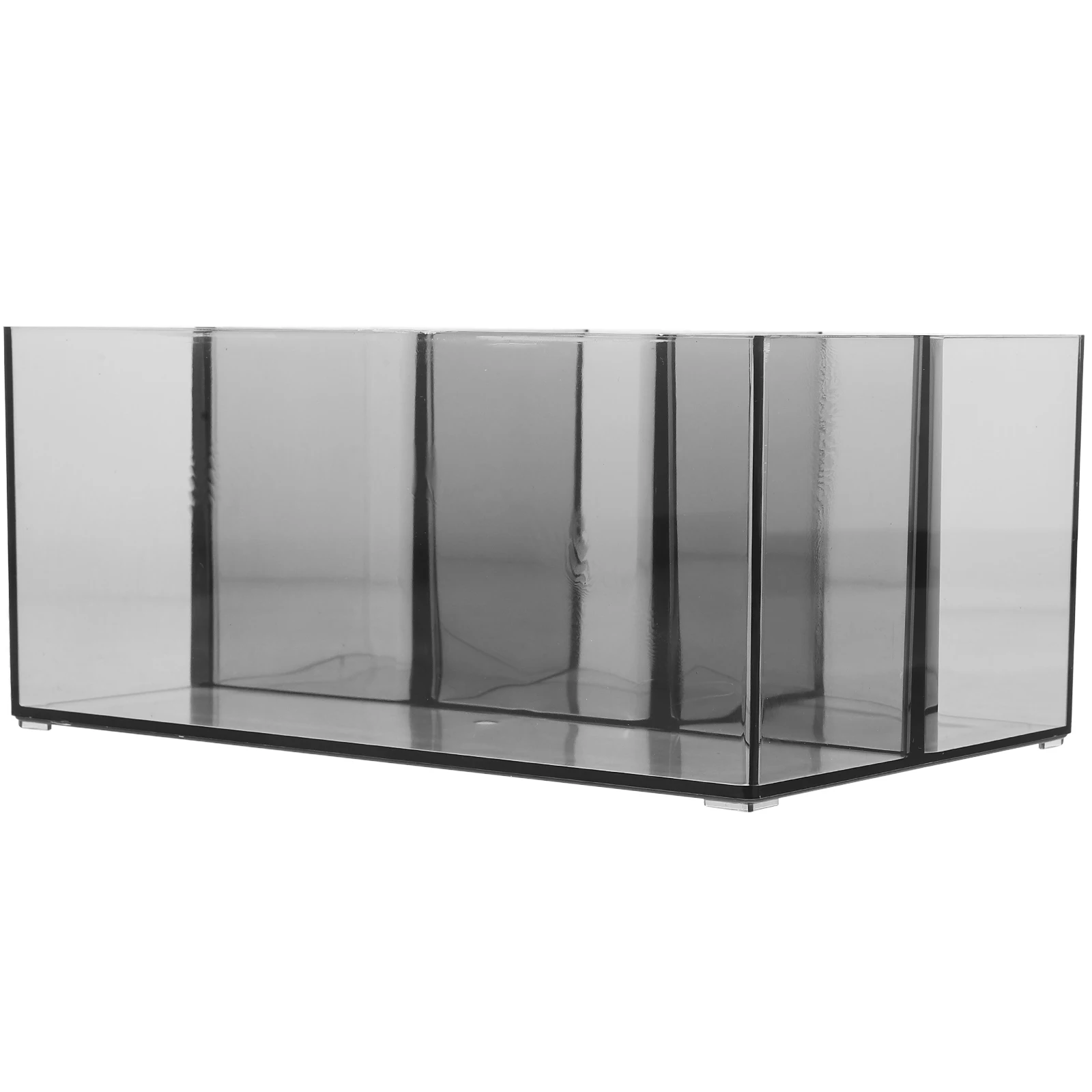 

Makeup Brush Organizer 4 Compartments Make Up Holder Transparent Grey Pen Stand Acrylic Vanity Storage