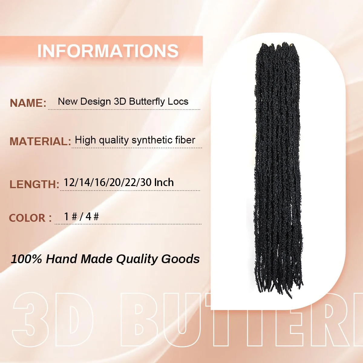 24 Inch Butterfly Locs Crochet Hair, Thick Distressed Jumbo Locs, Pre‑Looped Lightweight Synthetic Hair Extensions for Women