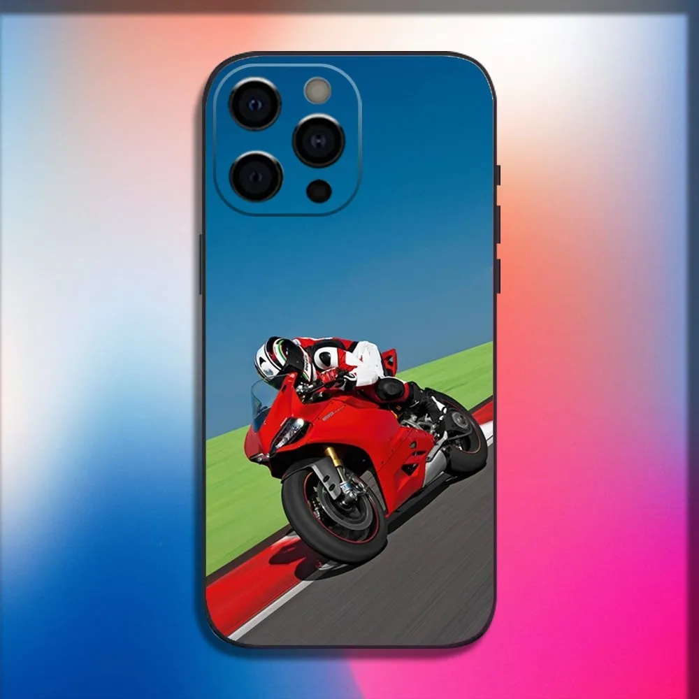 Motorcycle D-Ducaties Bike Phone Case For iPhone 16,15,14,13,12,11,Pro,X,XS,Max,XR,Plus,Mini Soft Black Cover