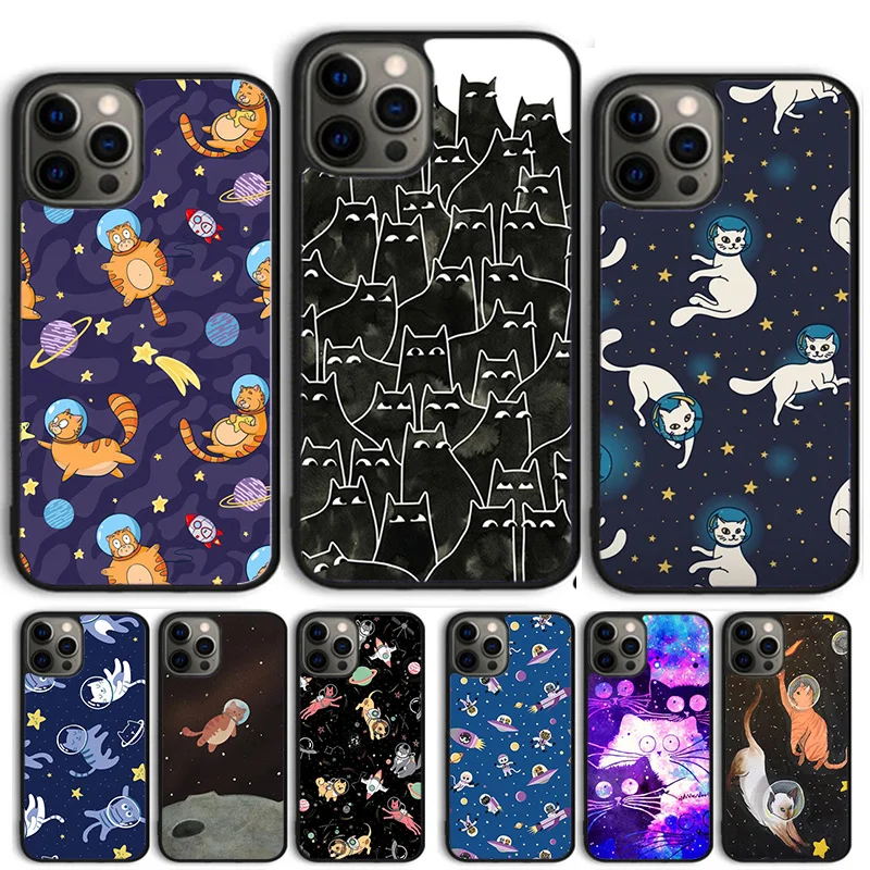 

Space Happy Cats Phone Case for iPhone 17 Air 16 16e 15 Plus for Apple 13 11 12 14 Pro Max Cover coque fundas Shell