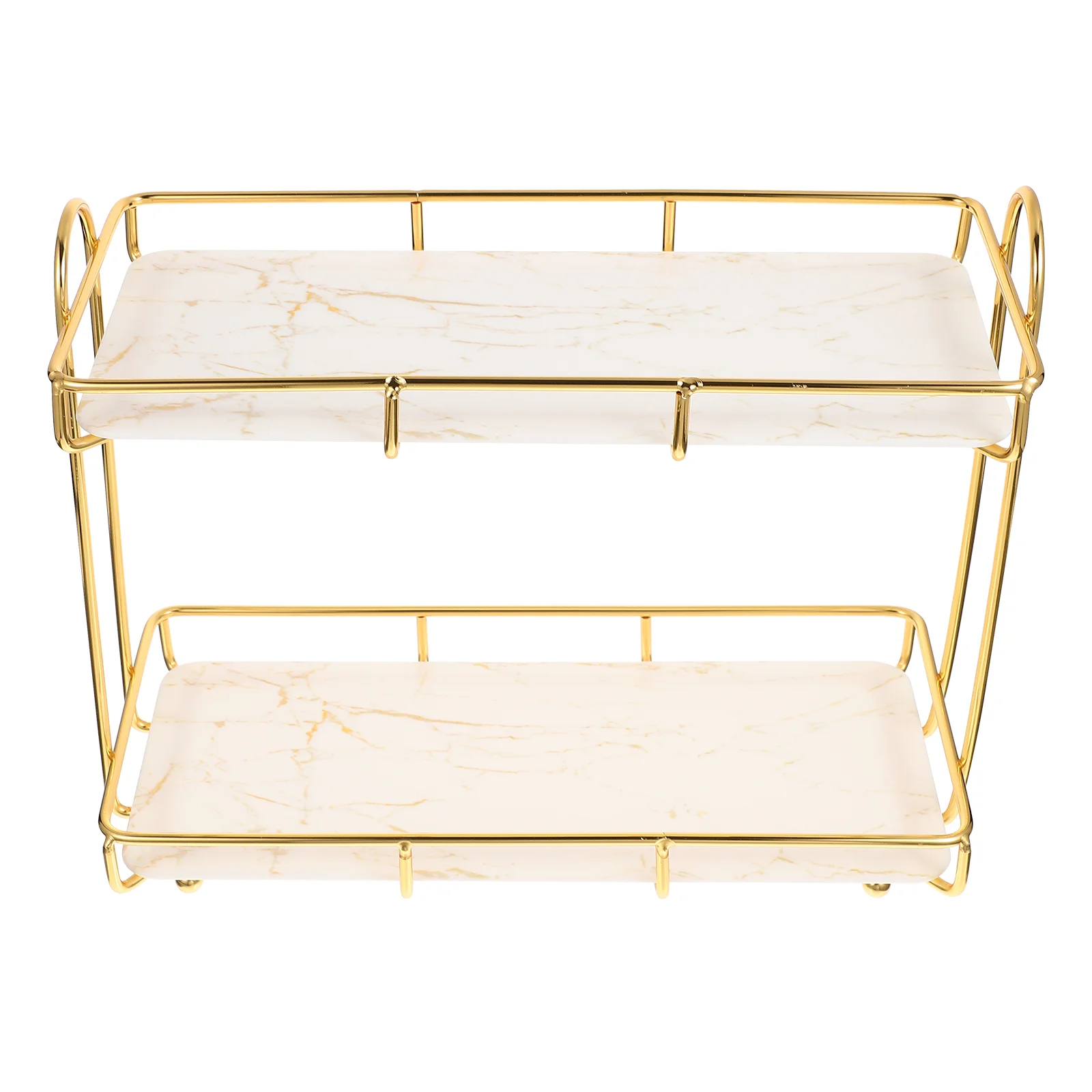 

Storage Rack Dresser Holder 2 Tier Shelf Bathroom Toiletry Organizer Countertop Dressers Marble Carbon Steel Corner