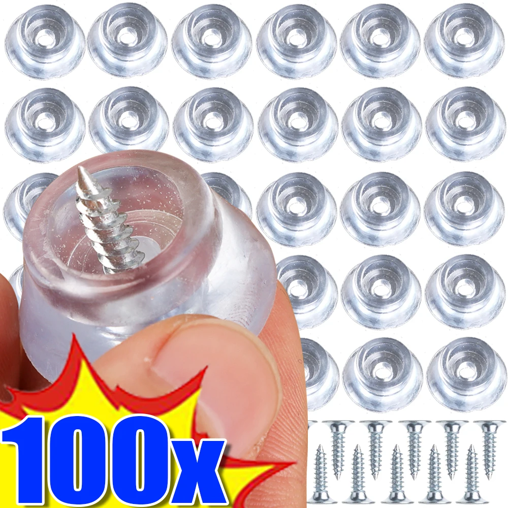 

4/100pcs Silicone Furniture Cap Transparent Chair Leg Pads Floor Protectors Cover Mat Wear-resistant Cabinet Bottom Tips Gaskets