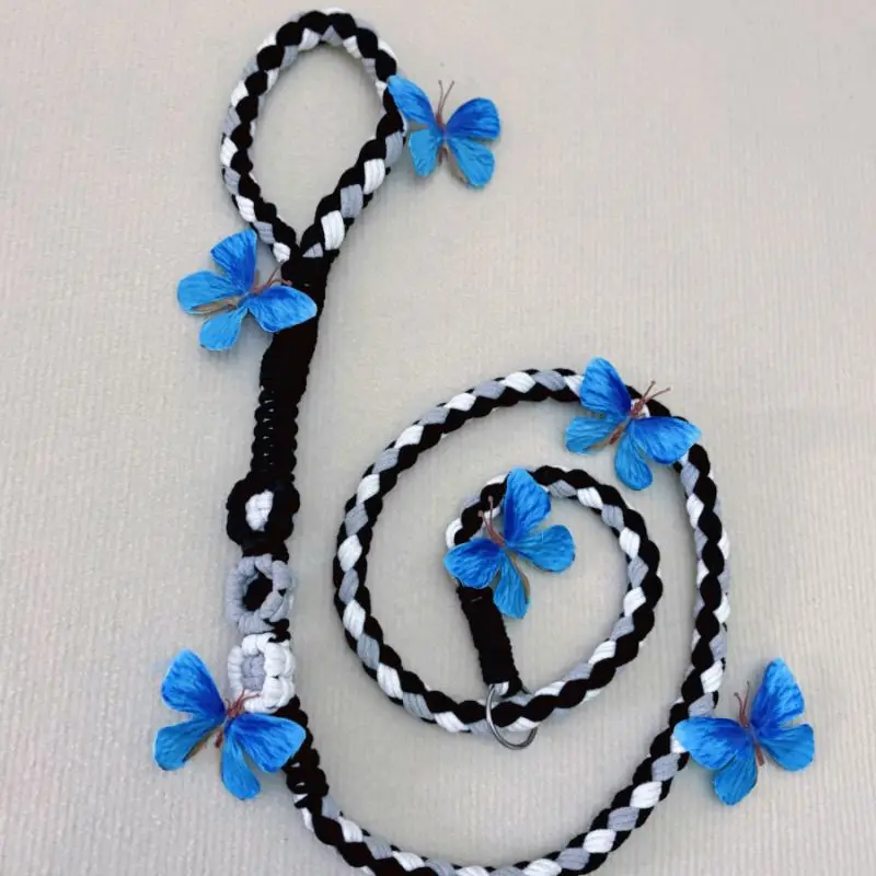 編組コットン犬用リード – 手織りロープ、安全な合金バックルと快適なハンドル、小型犬、中型犬、大型犬用、トレーニング用リード