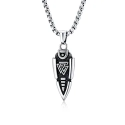Odin's Spear Valknut Gungnir Viking Necklace For Men with Rune Symbol Raven’s of Odin Labradorite Norse Mythology Pagan Jewelry