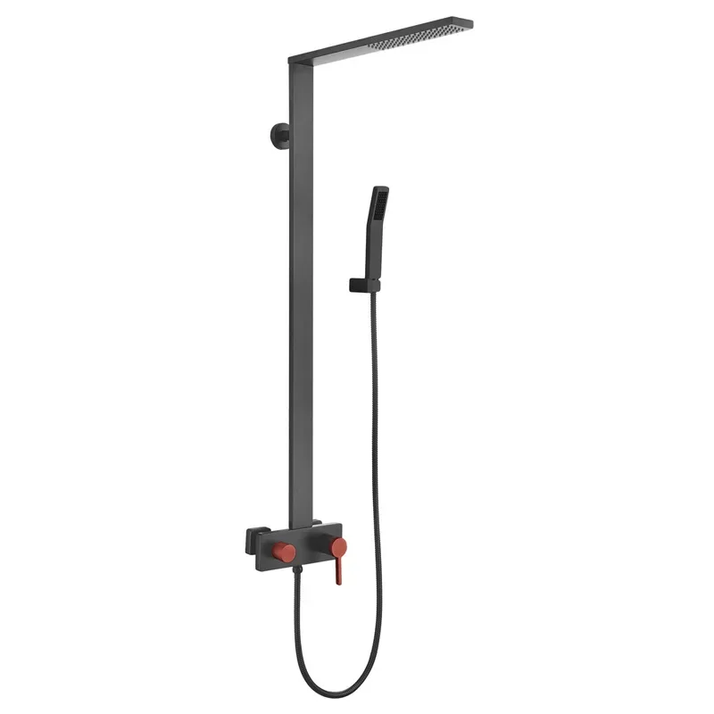 

All copper black, shower set, household, hot and cold, bathroom, wall-mounted, lotus head.