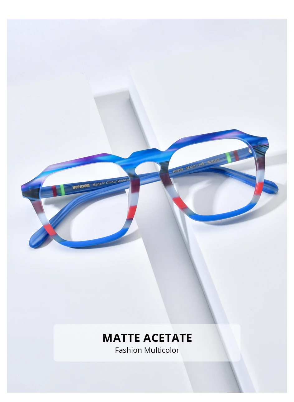 HEPIDEM Multi-Acetat-Brillengestell, Herren- und Damenmodell, Markendesign, quadratische Brille, japanische Handarbeit, Johnny Depp-Brille, 9269 – Detail 18