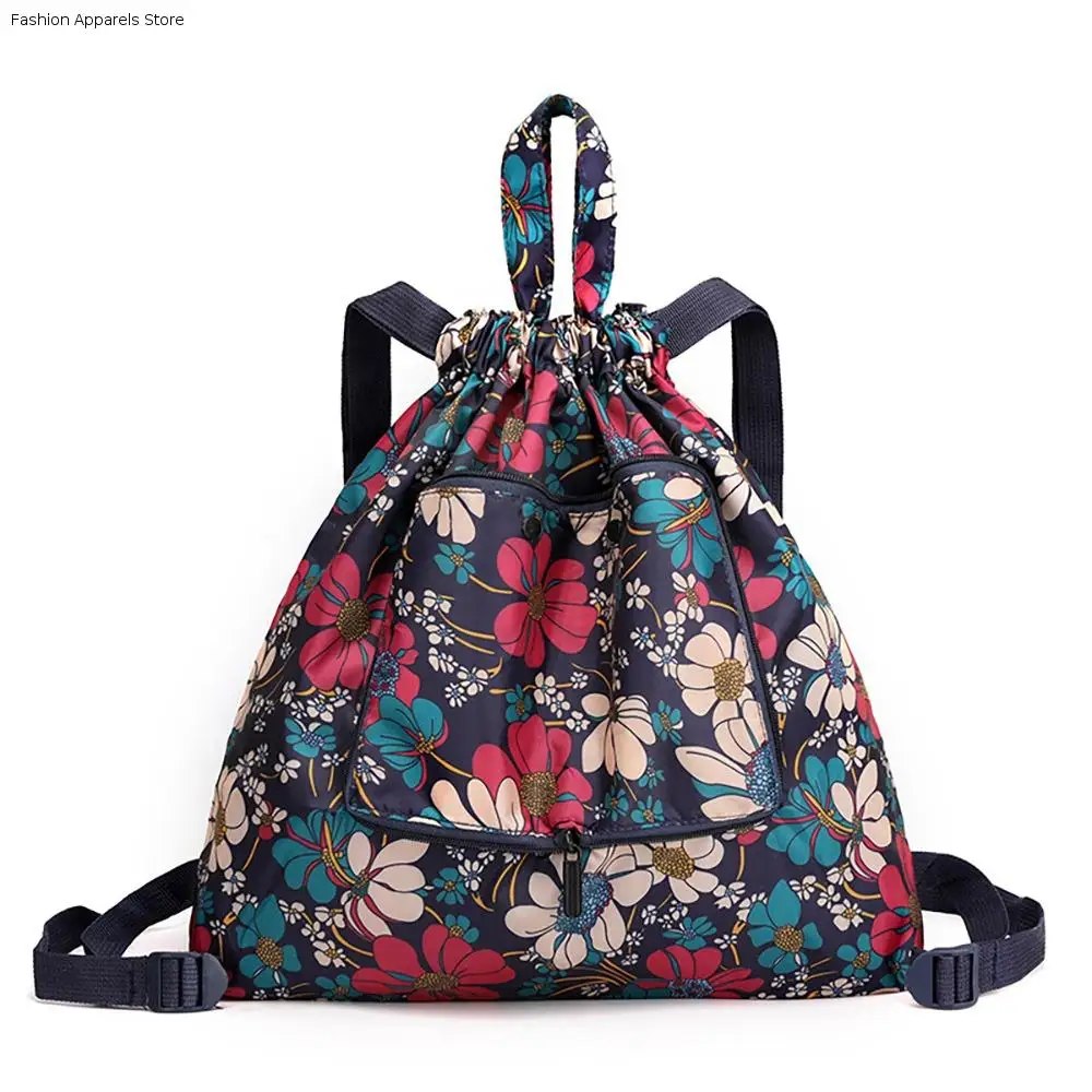 

Portable Lightweight Drawstring Bag Animal Flower Shopping Bag Nylon Multifunctional Folded Backpack Trips