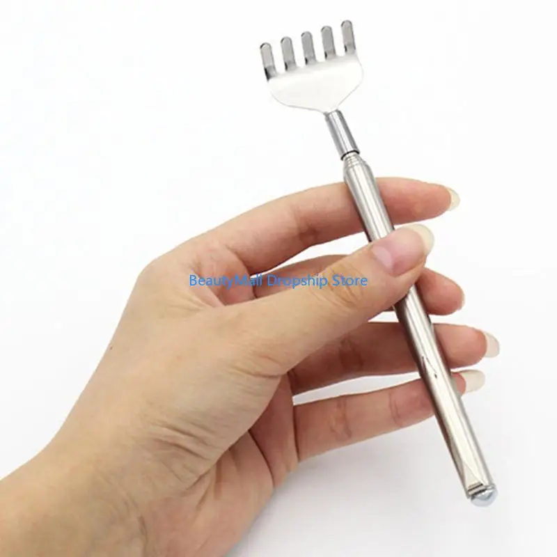 40JD Extendable Back Scratcher Metal Telescopic Anti Itch Claw Massager Extender Adjustable Elders Tickle Portable