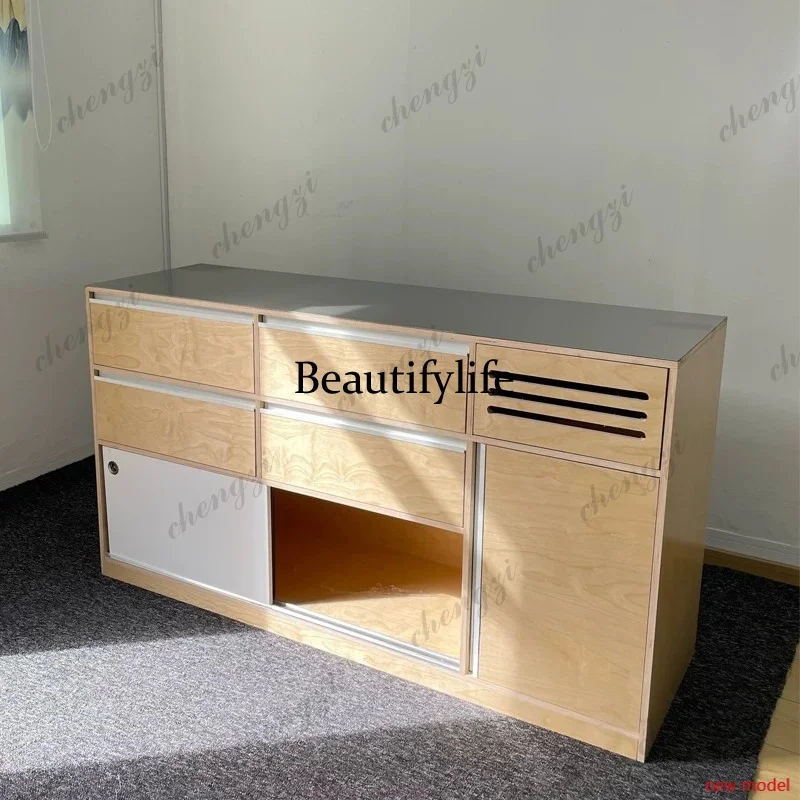Asmt114Light luxury office tea cabinet coffee table operation table multi-functional locker tea room bar cabinet