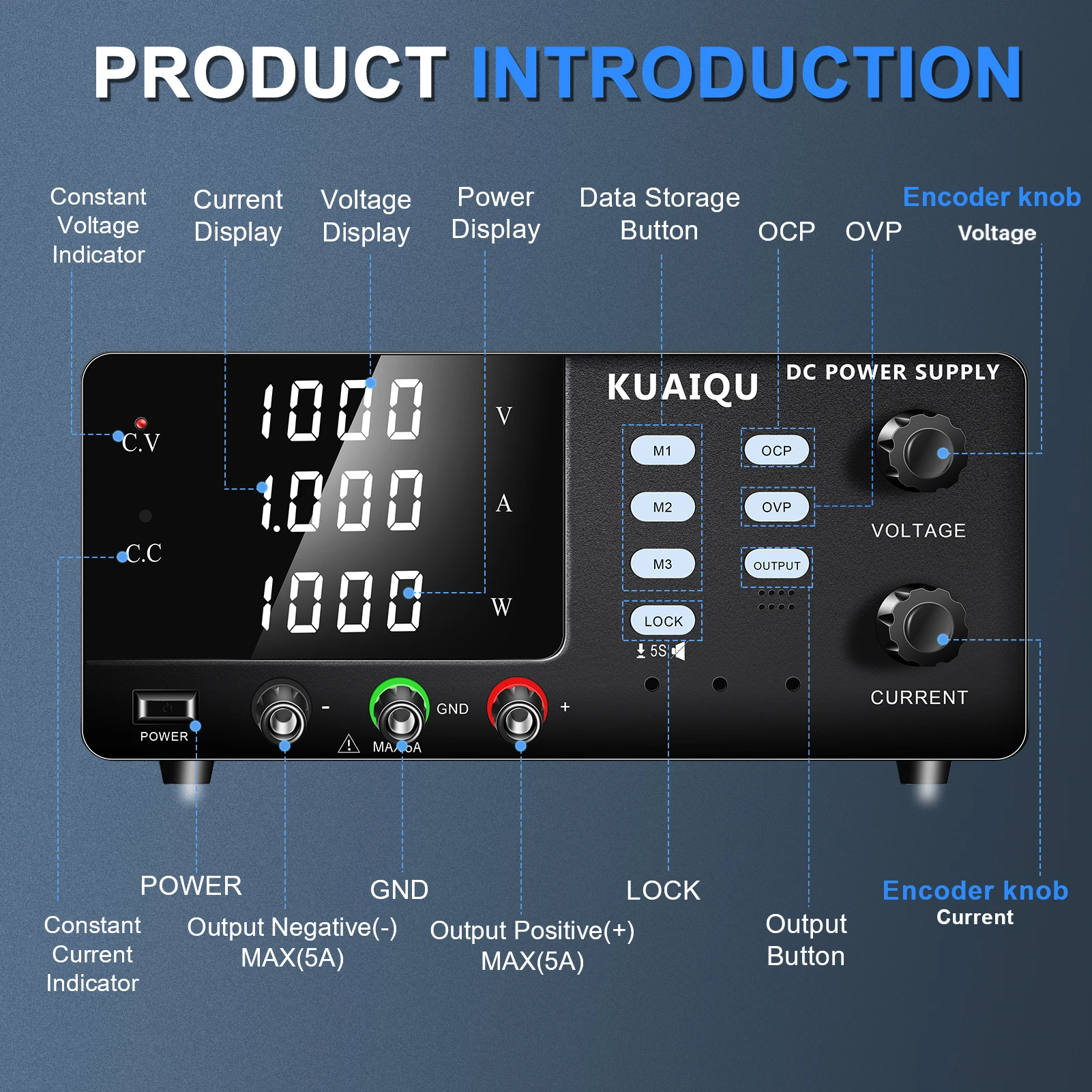 KUAIQU Najnowszy zasilacz laboratoryjny DC 1000V 1A Regulowany 1KW, z portem RS232 RS485 USB Pilot zdalnego sterowania do falownika fotowoltaicznego