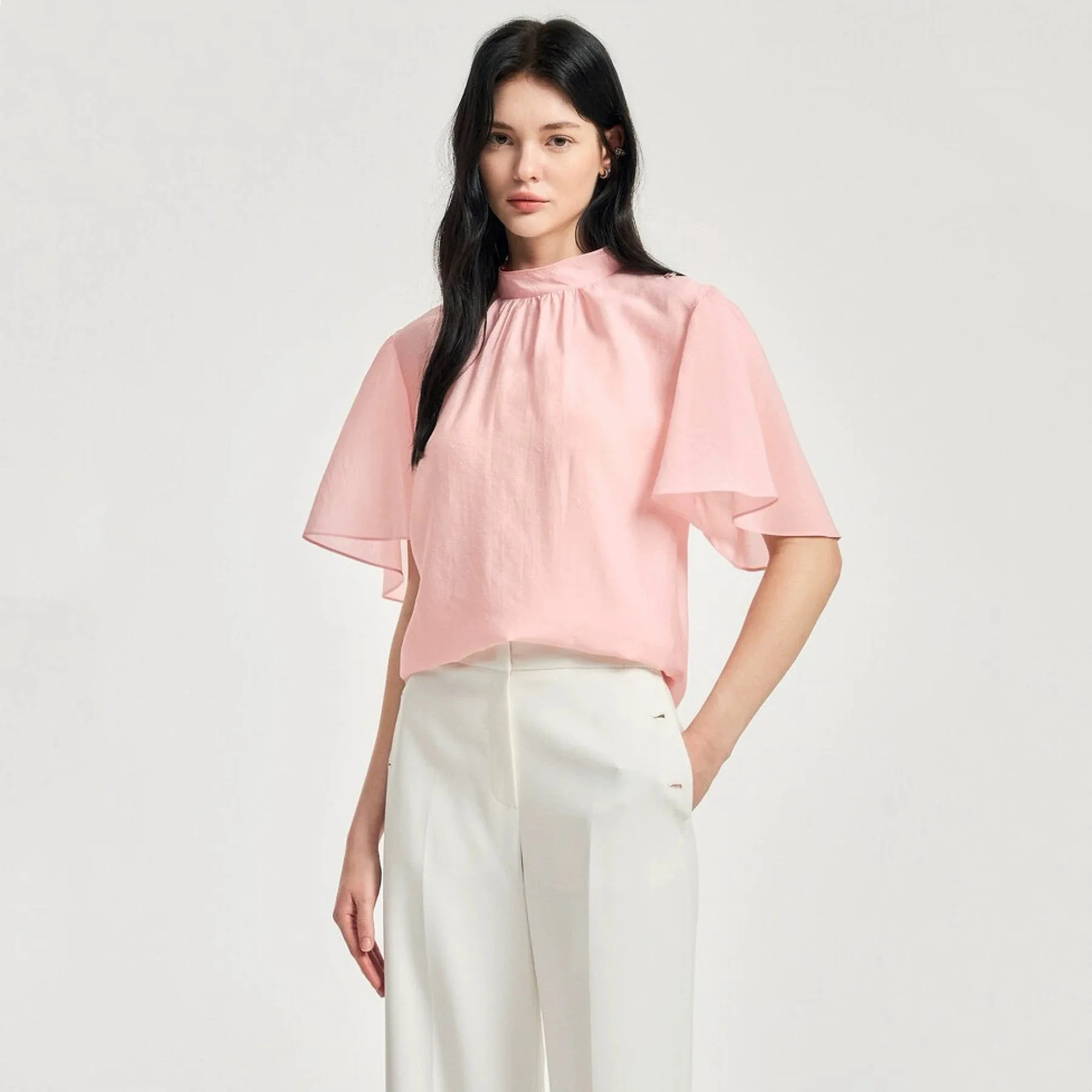 

Lemon Cheese 0BZ*25 Early Autumn Two-Piece Set ort Puffy Sve Slimming Top round Ne Versatile Women's Clothing