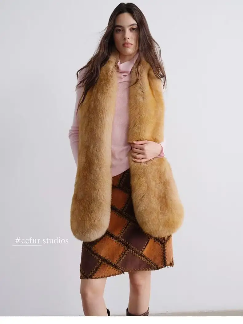

Luxury Scarf Long Faux Fur Scarf Winter Women Scarf Fur Scarves Girl Ladies Warm Neck Warmers Shawl Decor Fluffy Shawl Wrap