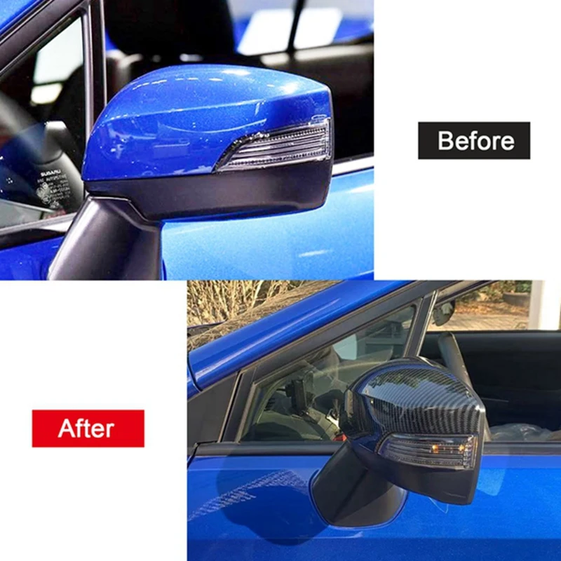 Car Carbon Fiber Rearview Side Glass Mirror Cover Trim Frame Side Mirror Caps For Subaru WRX / WRX STI 2015-2021