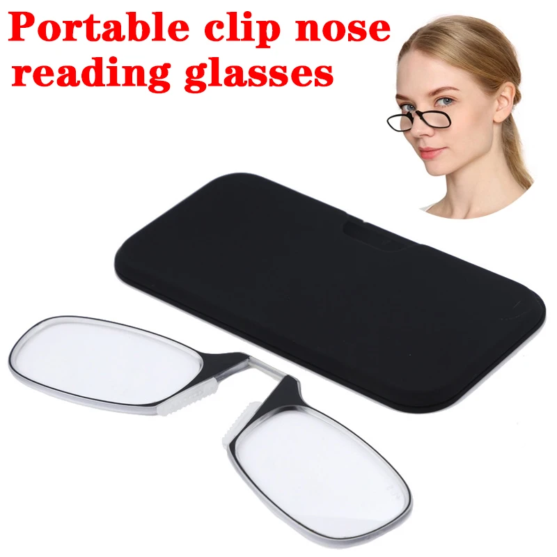 Legless Clip Nose Portable Reading Glasses Unisex Ultra Thin Magnification Eyewear Unbreakable can be Attach to Phone Case