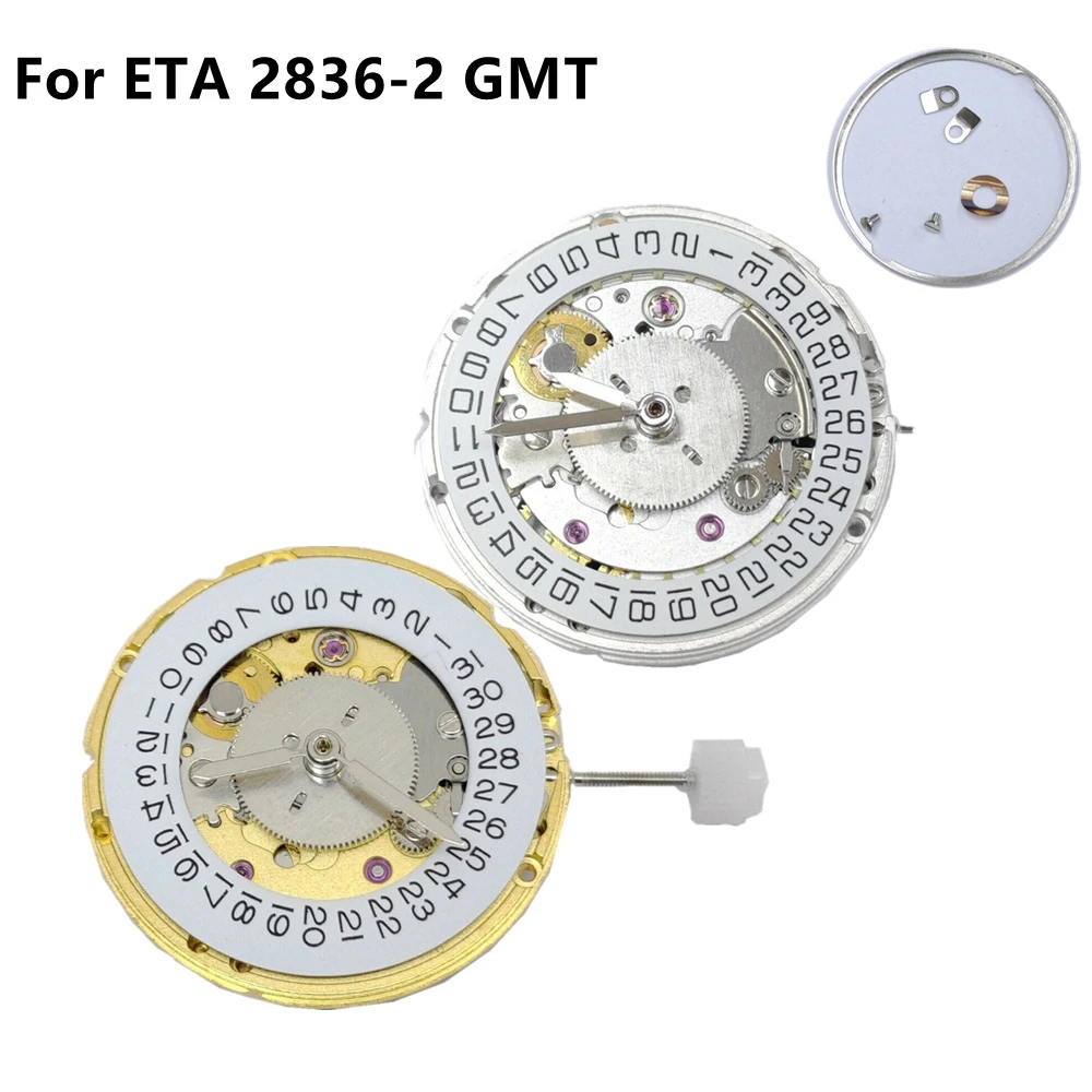 For ETA2836 Automatic Mechanical Watch Movement 4 Hands Date At 3 O'clock 25 Jewels Watch Movement For ETA 2836-2 GMT Watch Part