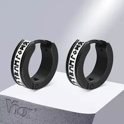 Vnox Nordic Viking Earrings for Men, Stainless Steel Viking Rune Almut Hoop Earrings, Unisex Small Hoops Huggie