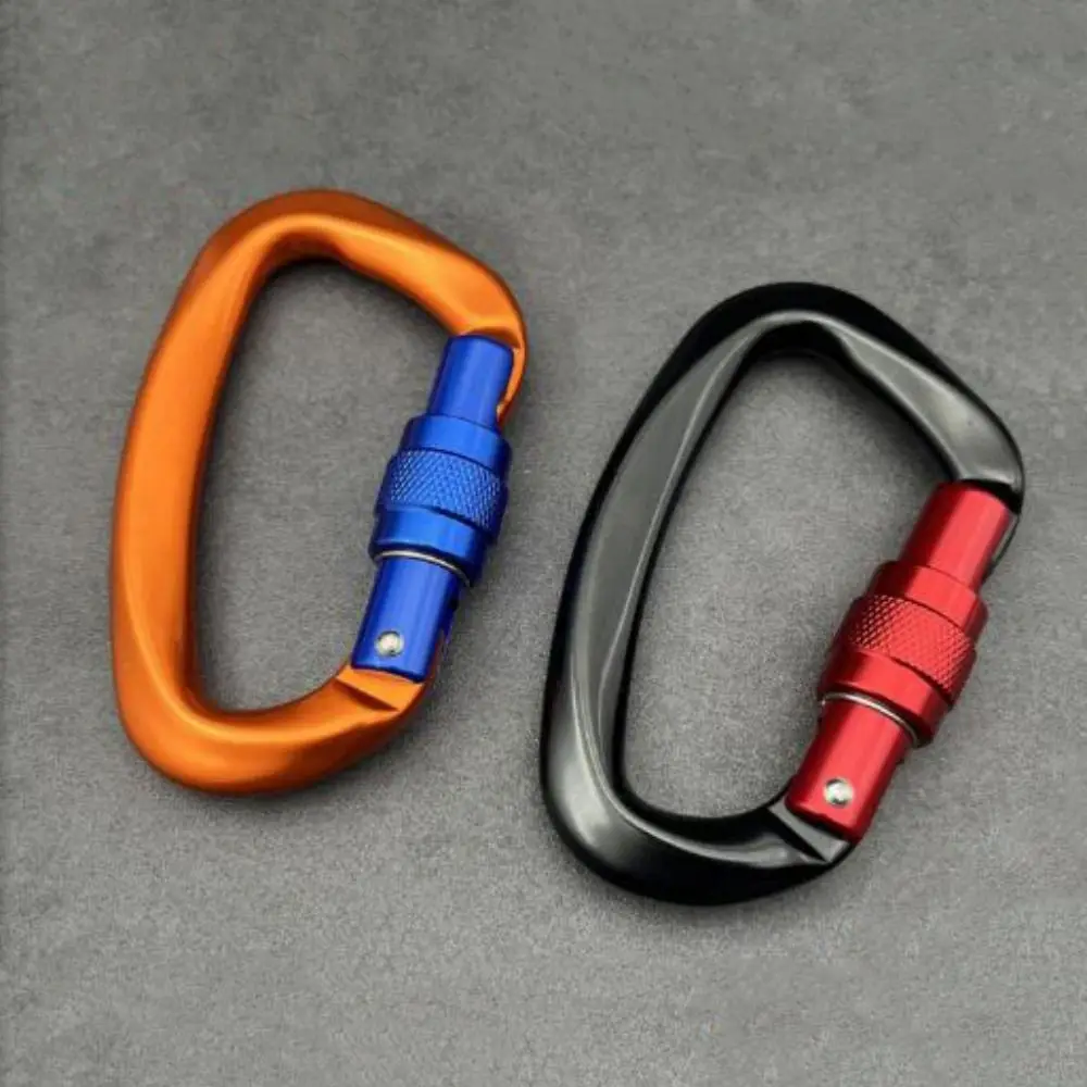 4KN/25KN Professioneller Sicherheitskarabiner Hochwertiger Aluminium D-förmiger Schlüsselhaken Kletter-Sicherheitsschloss Outdoor-Aufstiegswerkzeug