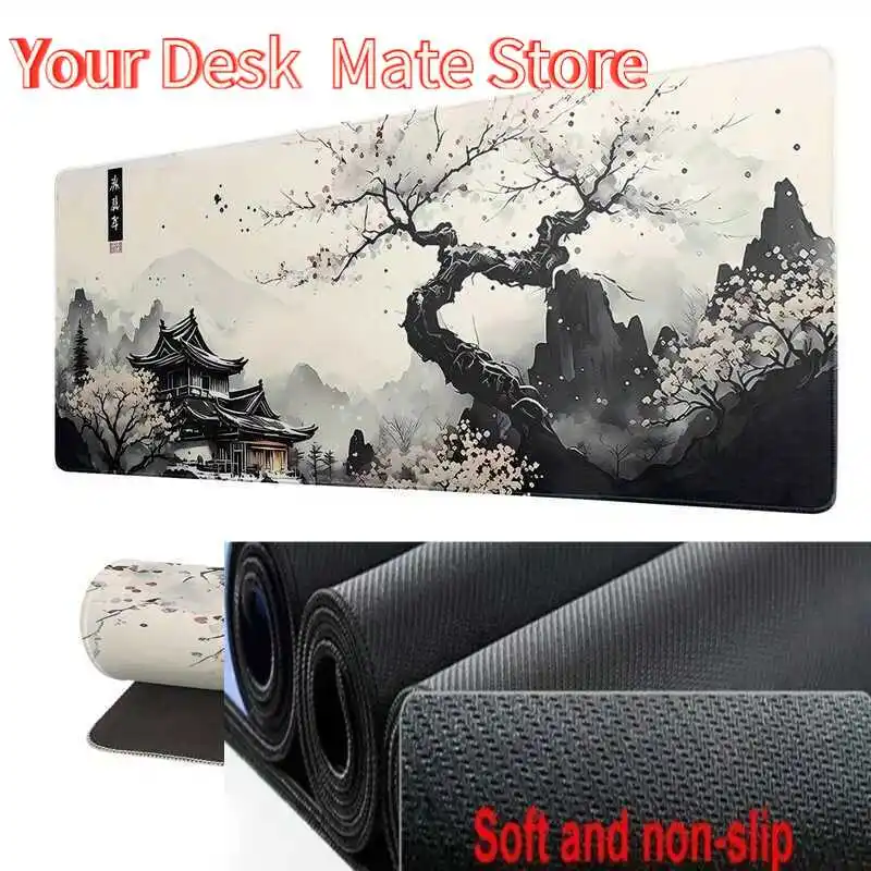 

1Pc Chinese Ink Plum Blossom Style Large Mouse Pad Anti-Slip Desk Mat