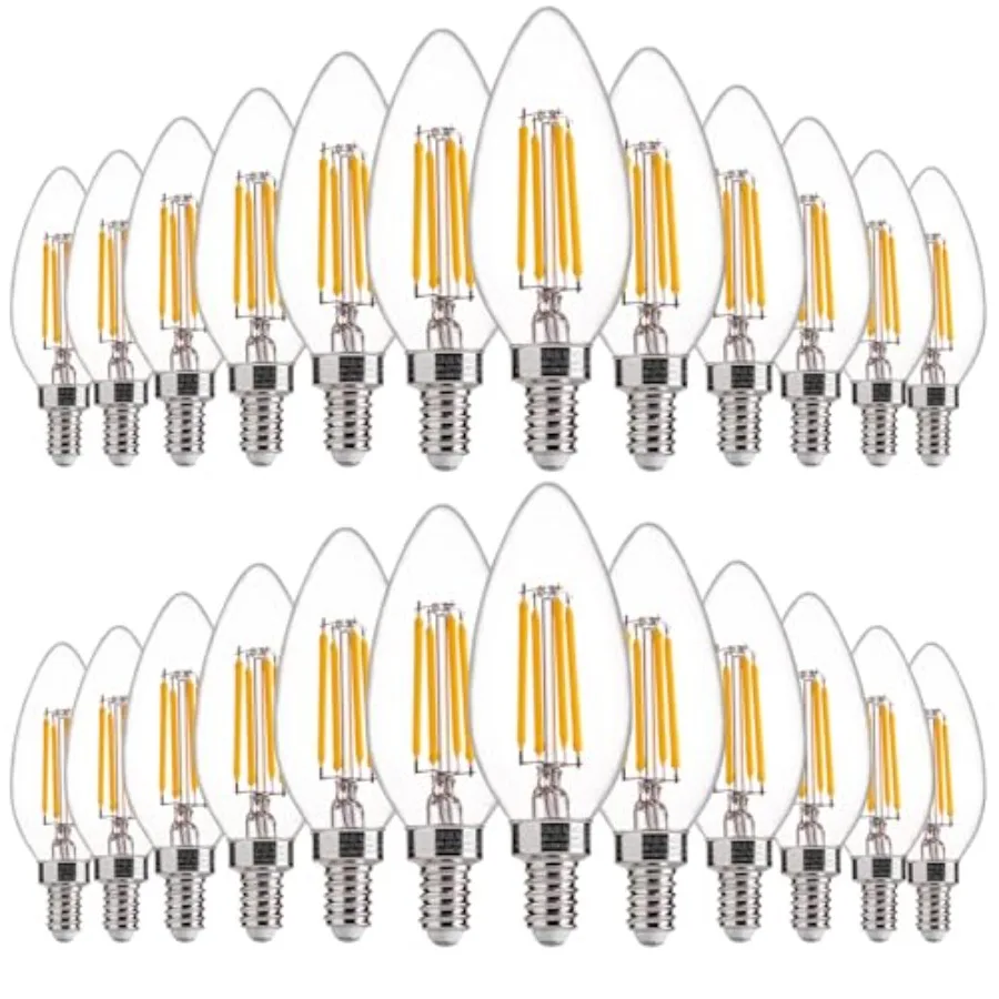 60W Equivalent LED Chandelier Light Bulbs, Dimmable LED B11 E12 Candelabra Base Bulbs,,500LM, 24 Pack