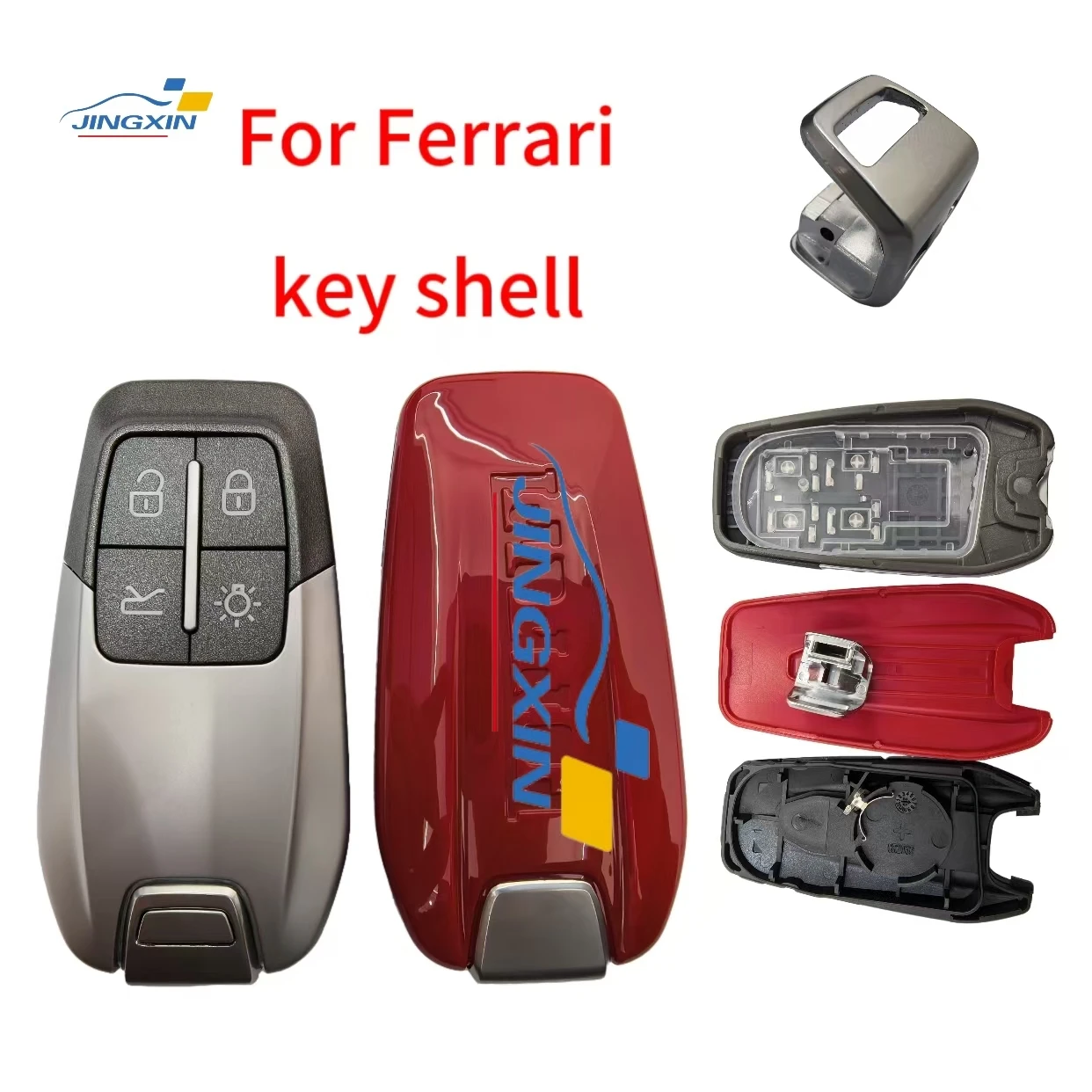 Jingxin Key Shell For Ferrari 458 588 488GTB LaFerrari 2014-2020 high-quality Smart  Car Key Shell 4 Button With Logo No Blade