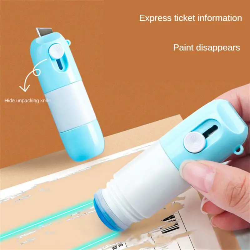 Thermal Paper Correction Fluid With Knife Parcel Box Opener Home Office Anti Peep Identity AccessoriesPrivacy Protector Eraser