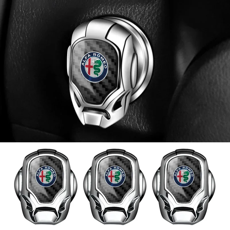 1pcs Car One-Click Start Buttons Protective Cover Decoration For Alfa Romeo Giulia Stelvio Giulietta 156 159 147 Mito Tonale