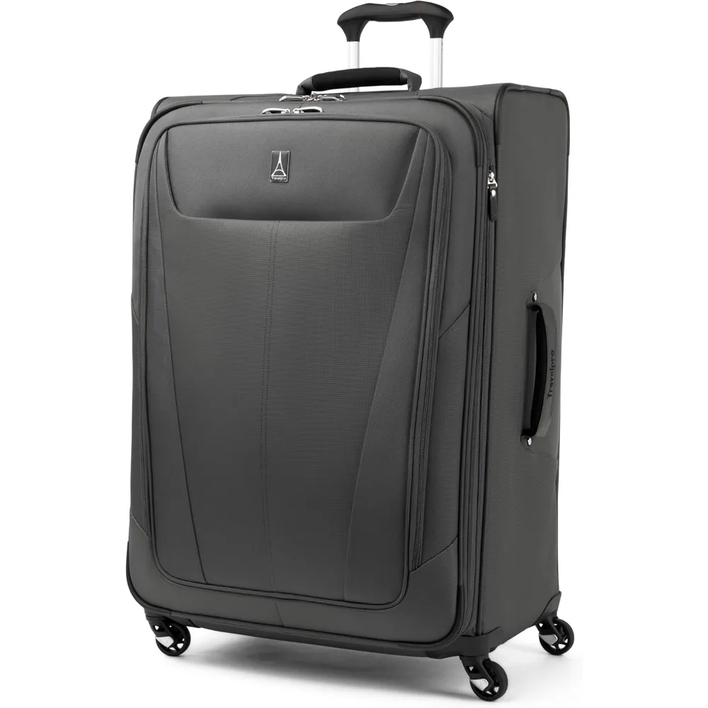Lightweight Expandable Softside Luggage with Spinner Wheels, Suitcase for Men & Women, Shadow Grey, Travel-Friendly Large Capaci