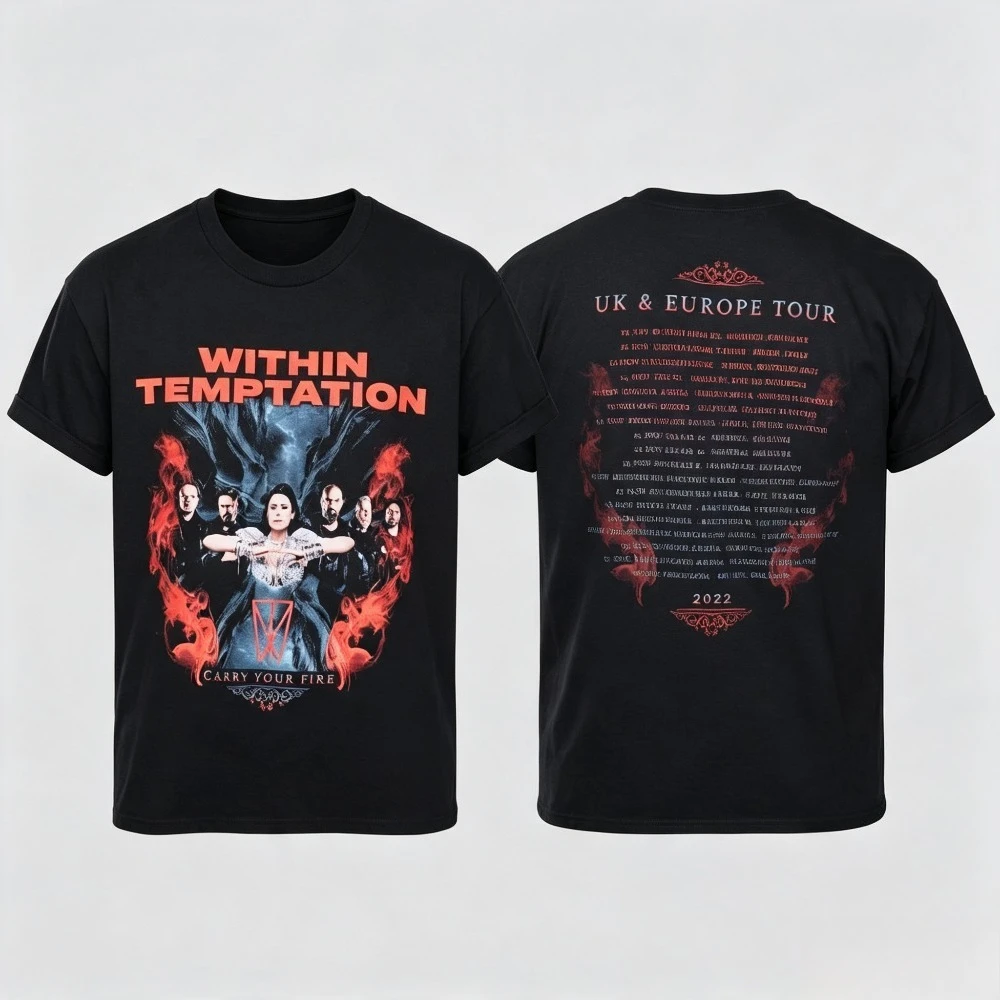 Within Temptation Band Graphic T-Shirt Metal Rock Music Short Sleeve Casual Streetwear Tee - view 2