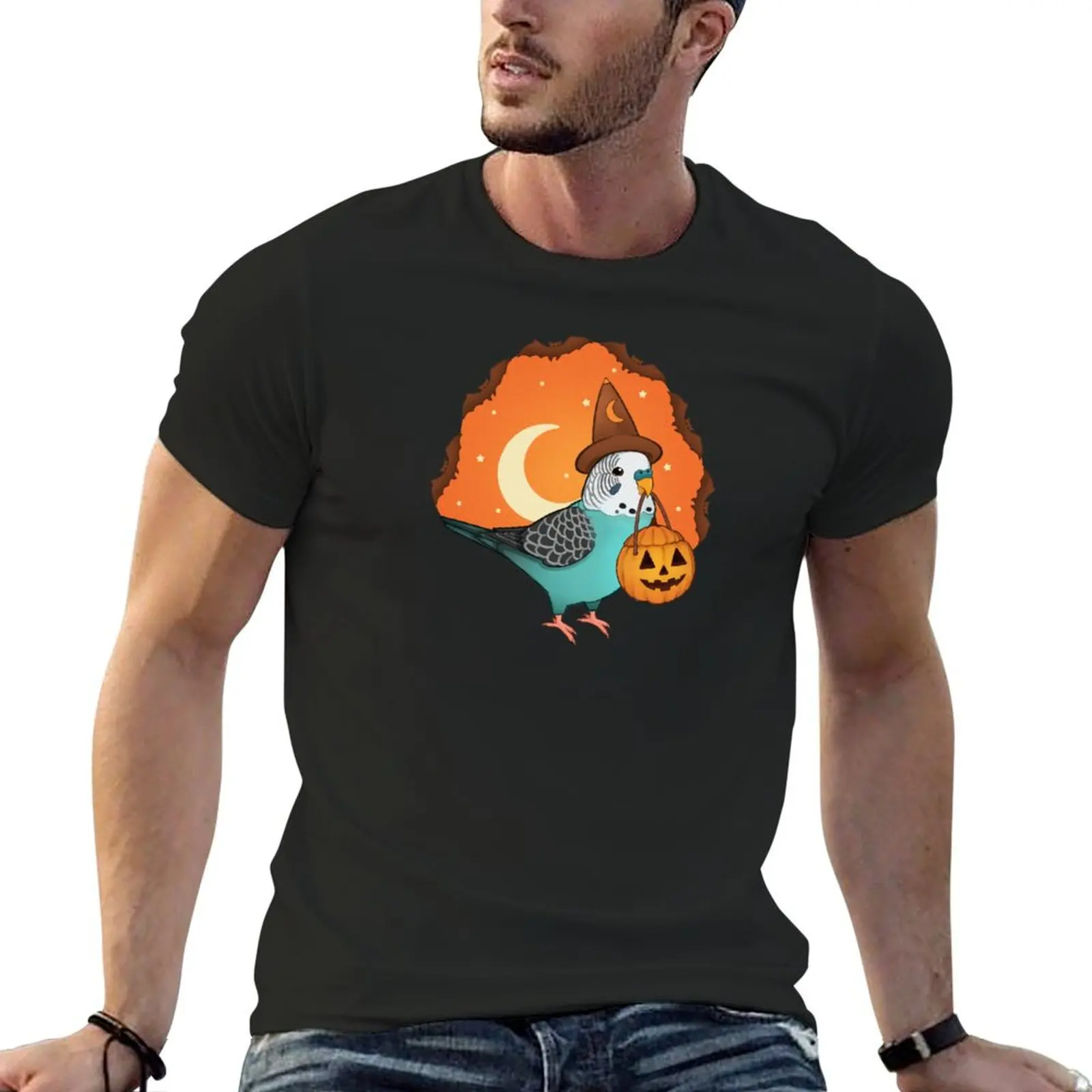 Cute Halloween Budgie T-Shirt graphic tee shirt plus size tops t shirt men