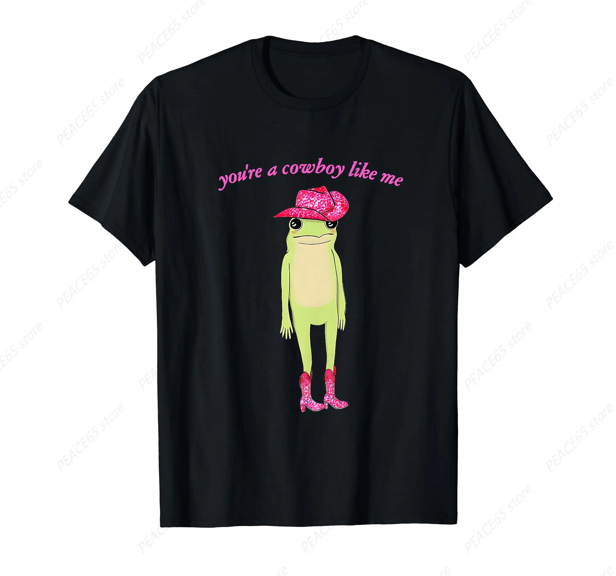 

Funny Pink Cowboy Hat Frog Cowgirl T-Shirt Funny Meme T-shirt For Men Women Printed Fashion Tops O-Neck