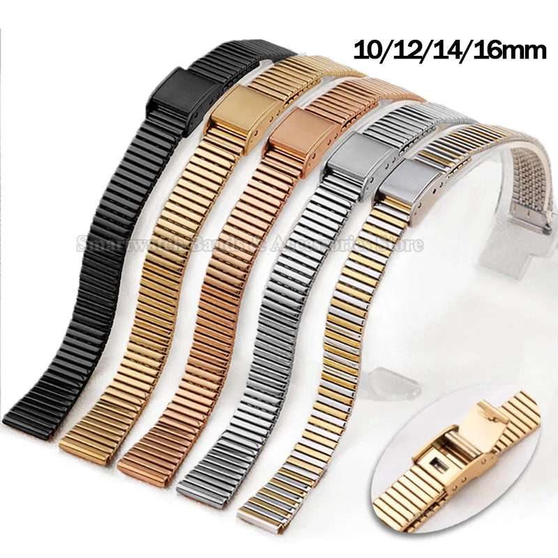 

Stainless Steel Watch Band for Men Women Replacement Bracelet Ultra Thin Metal Wrist Band Accessories Strap 10mm 12mm 14mm 16mm