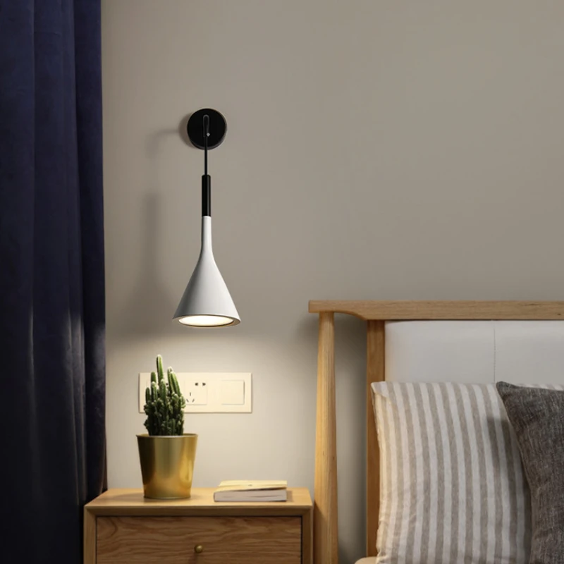 

Modern Minimalist LED Wall Light Black White Interior Decoration Lamps Nordic Indoor Wall Lamp with Switch for Bedroom Bedside