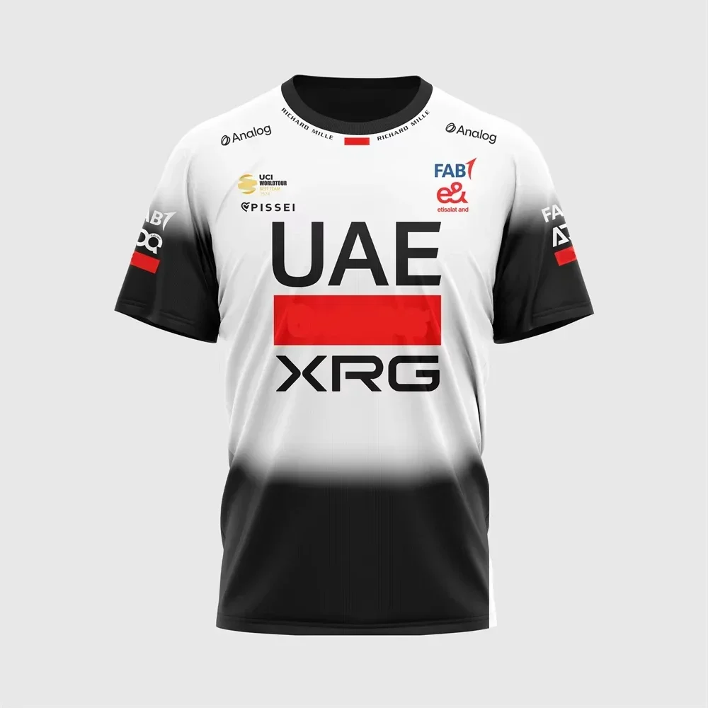 

Men New Summer Women Short Sleeve Tops Shirts Children Cycling Jersey Bicycle Tadej Pogacar 2025 UAE TEAM Jersey Sports T-Shirt