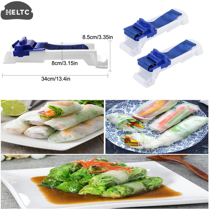 ルンピアメーカー、野菜肉巻きツール、多機能DIYプラスチックエッグロール、プラスチックエッグロールラッパー巻き機寿司M