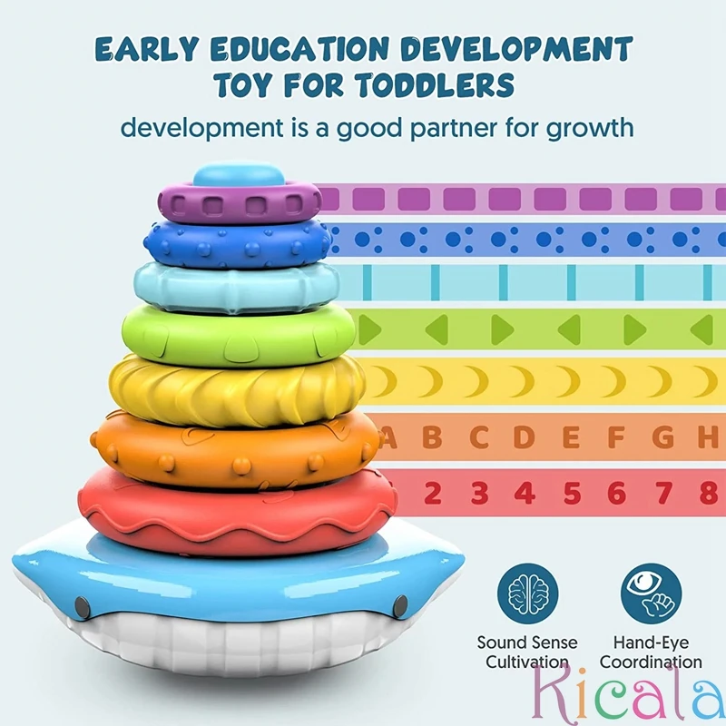 Montessori ของเล่นเพื่อการเรียนรู้เพื่อการศึกษาสำหรับเด็กทารกหอคอยสีรุ้งสำหรับเด็ก