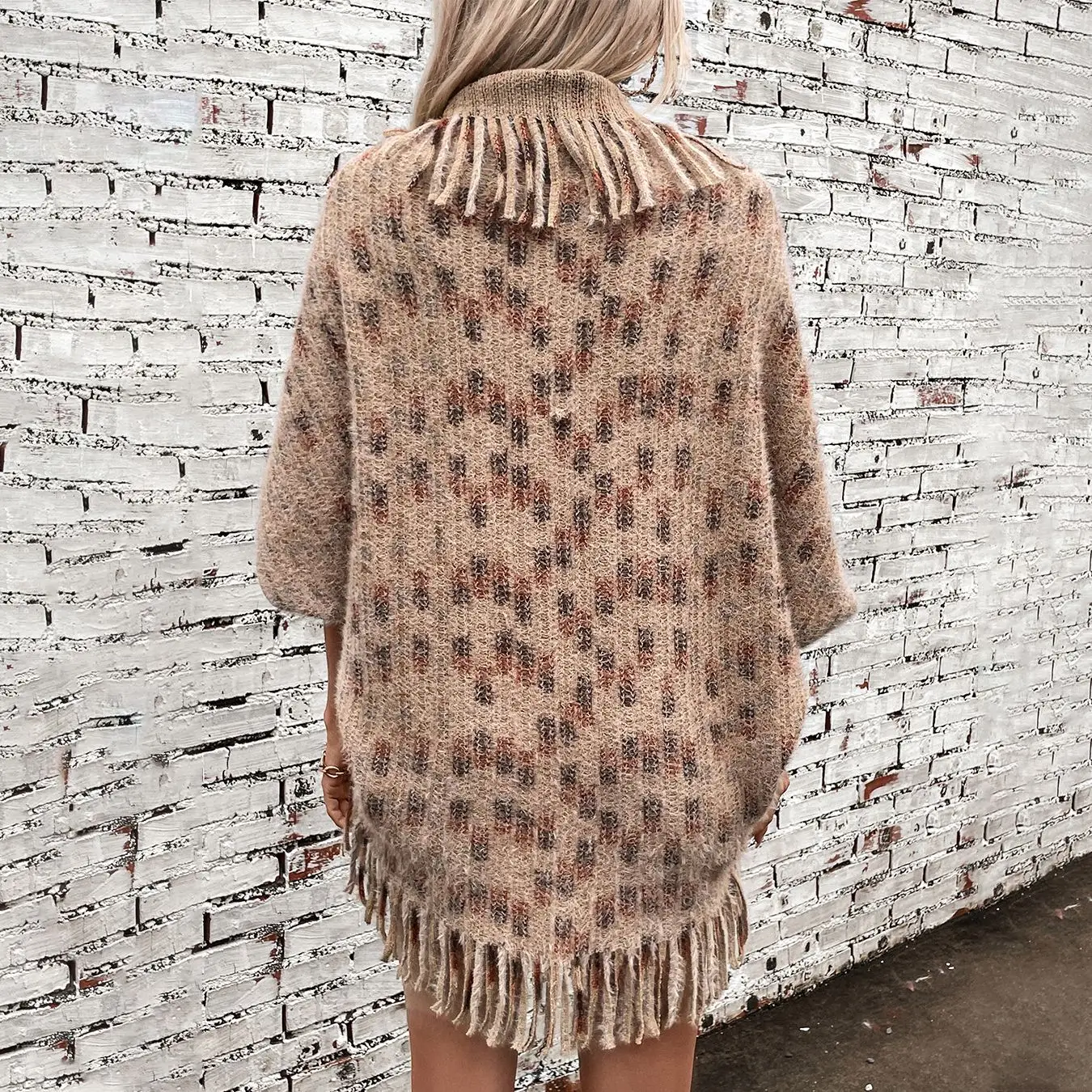 Cardigan Women 2025 Sweater Casual Colorful Knitted Tassel Shawl New Autumn Winter Casual Loose Cape Sweaters women's Clothing