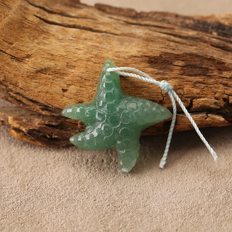 

B&F Natural Fluorite Starfish Shape Pendant Beads, Handmade Natural stones beads 28*27*7mm