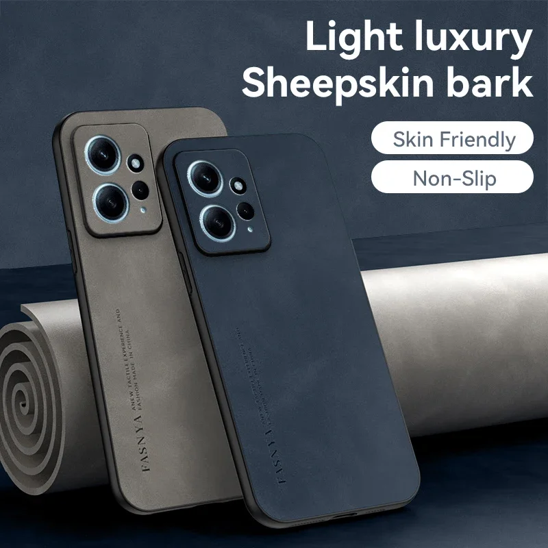 Sheepskin Leather Shockproof Case For Xiaomi Redmi Note 13 12 Pro Plus 12S 12C 11 11S 10A 10C 9 9C 9T A1 Luxury Matte Back Cover