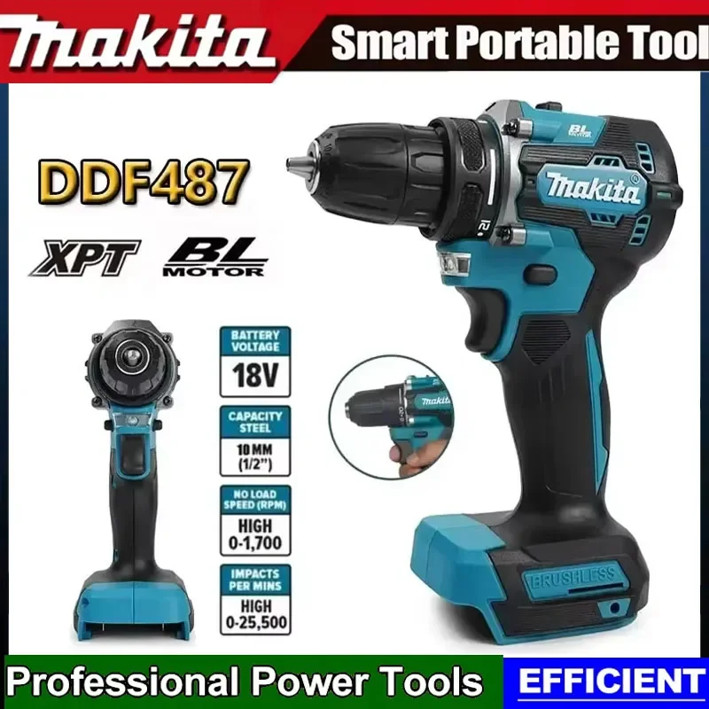 

Аккумуляторная бесщеточная дрель-шуруповерт Makita DDF487, компактная, с высоким крутящим моментом, LXT, с регулируемой скоростью, электроинструмент с бесщеточным двигателем
