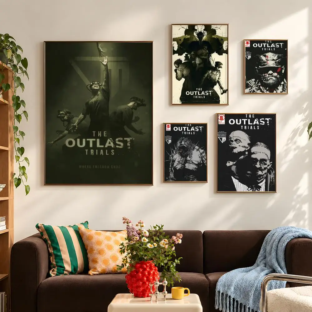 Game Outlast Trials Horror Poster Self Adhesive PP Wall Art HD Gaming Room Bedroom Living Room Decor Apartment Gift
