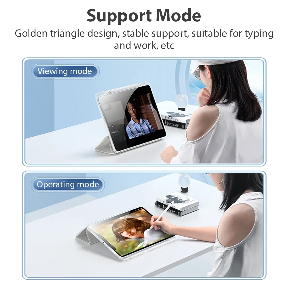 لجهاز iPad A16 Air 11th M3 M2 6 5 4 3 10 9 10th 9 8 7th Generation Funda iPad Pro M5 11 13 M4 12.9 " Mini 7 A17 حافظة أكريليك