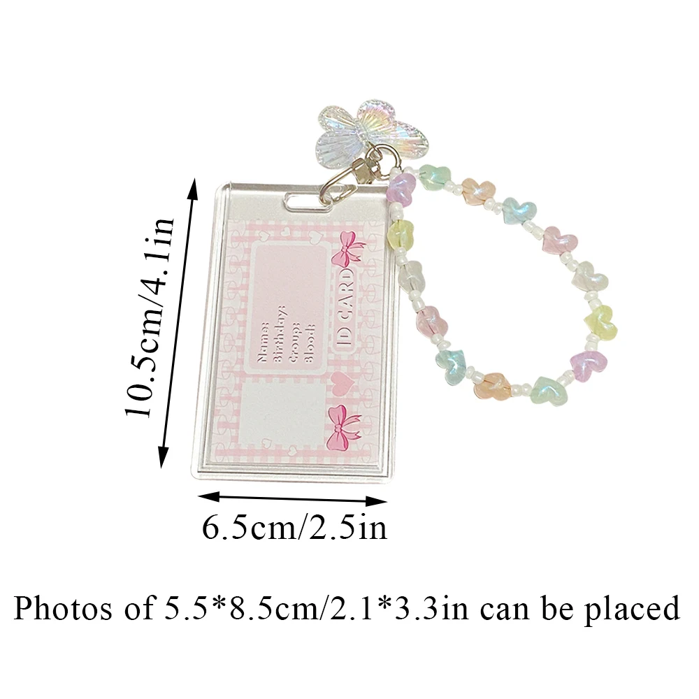 Butterfly Printed Card Cover Heart Pendant Card Storage Sleeve Card Cover Keychain Cute Card Case Card Protection INS Stationery