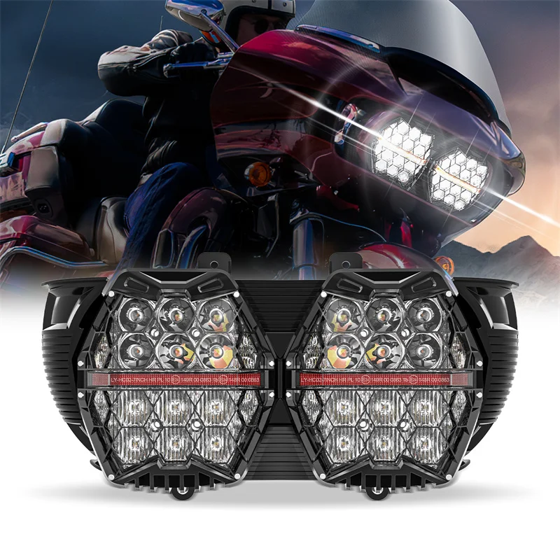 Motorcycle LED Headlight Front Daytime Running Light Low Beam Lamp For Harley Road Glide CVO Limited Special Ultra FLTRX 15-2024
