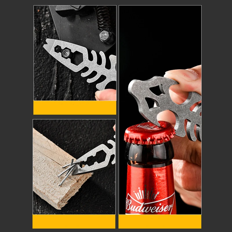 Outdoor EDC Multifunctional Titanium Alloy Mini Pry Bar EDC Keychain Bottle Opener Screwdriver Tool Creative Gift