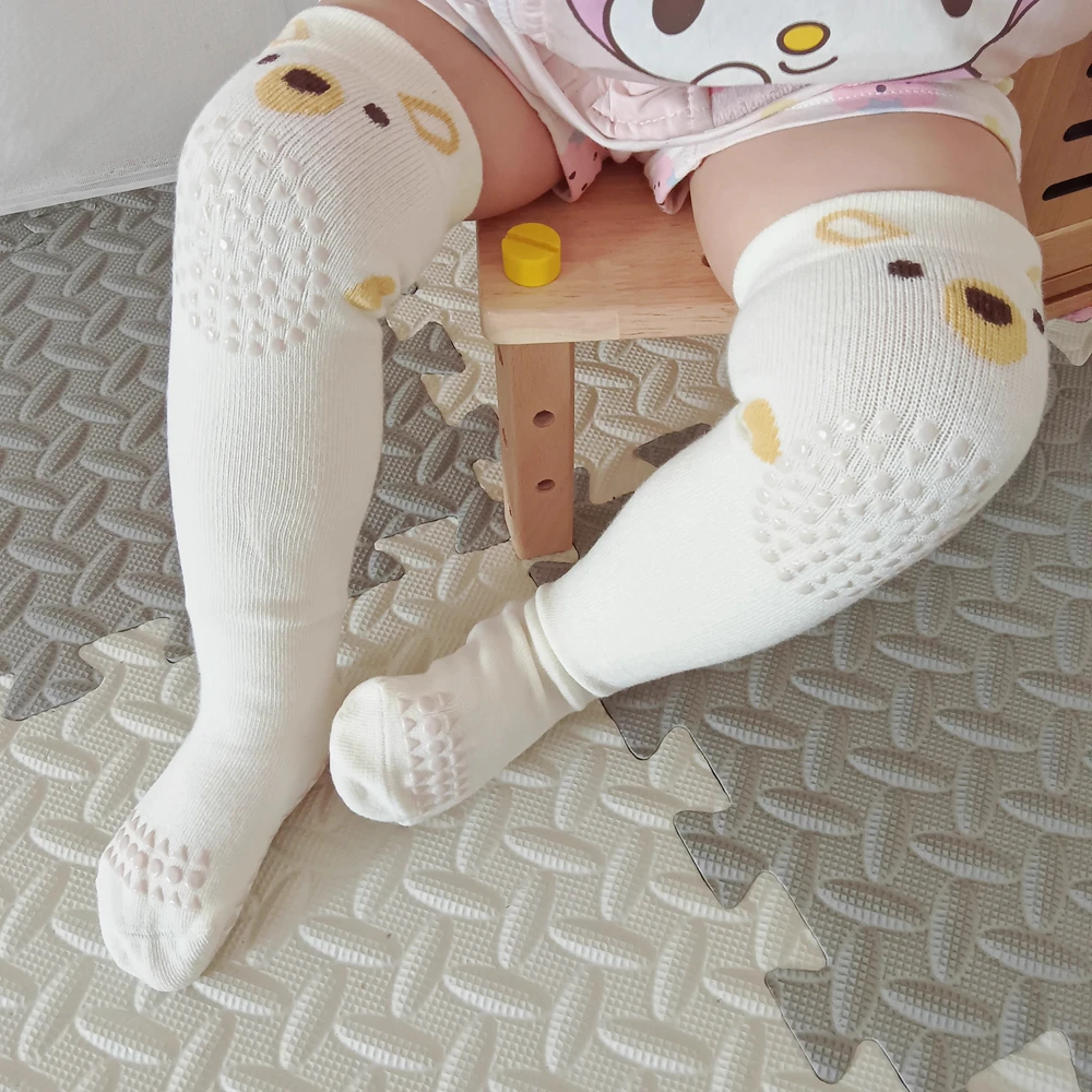 

Baby Cartoon Floor Socks Kids Non-Slips Long Sokken Rubber Sole Stockings Cotton Crawling Knee Pads Toddler Over Knee Socks