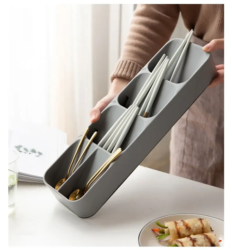 Kitchen Cutlery Storage Box Tableware Tray Knife Block Holder Drawer Container  Tableware Organizer Spoon Fork Separation Box